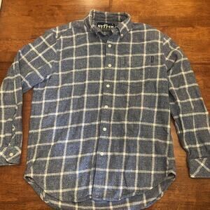 The Nutter Chubbies Shirt Mens Medium Blue White Plaid Flannel Preppy Button